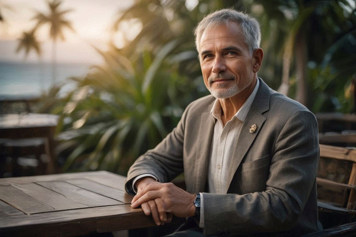 New Courtesy SRRV For Veterans 1 Older Western veteran retiree sitting outdoors in the Philippines