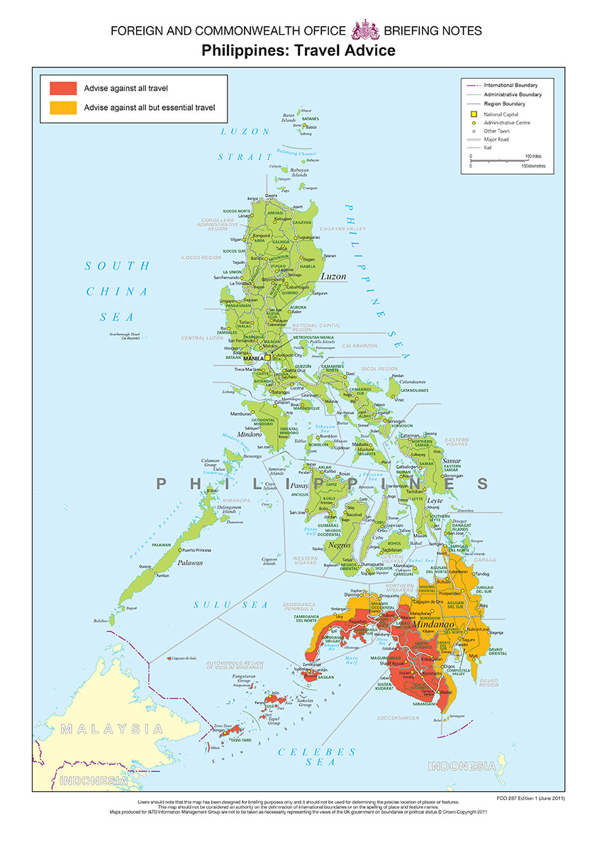 philippines travel advisory map